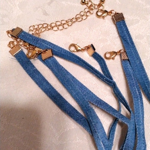 7 Denim Chokers  BOUTIQUE SUPPLY Bridesmaid Party Gifts Birthday Modern Necklace - Picture 5 of 6